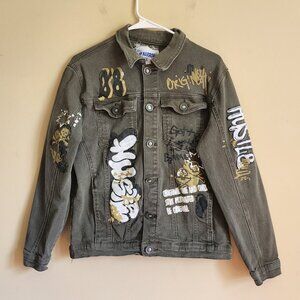 Road Narrows N.Y.C. Army Green Denim Jacket Size XL